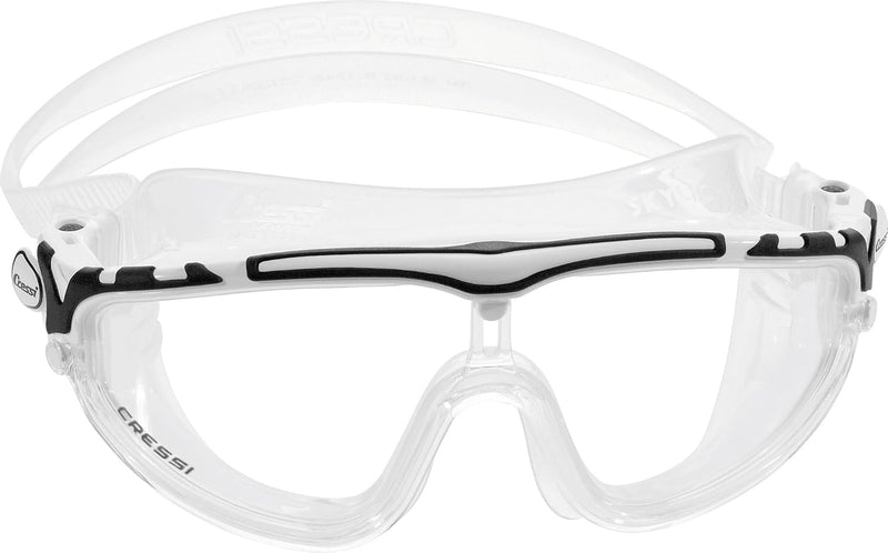 Cressi Skylight Swim Goggles - 180 Degrees View Anti Fog - Clear White/Black