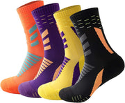 YQHMT Basketball Socks Outdoor Athletic Crew Socks Thick Compression Sports Socks for Men & Women 4 Pack - Basketball Socks