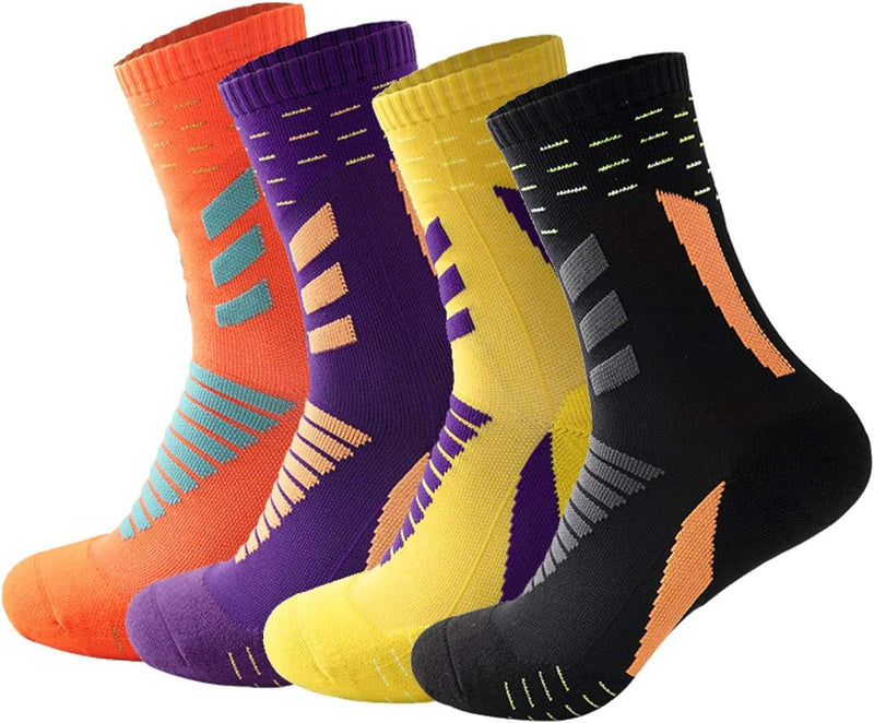 YQHMT Basketball Socks Outdoor Athletic Crew Socks Thick Compression Sports Socks for Men & Women 4 Pack - Basketball Socks