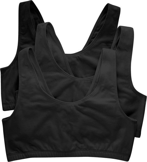 womens Cotton Pullover Bralette, 3-pack Bra - Black/Black/Black
