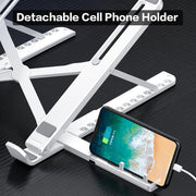 2-in-1 ABS Laptop Stand for Desk and Phone Holder, Adjustable Foldable Laptop Riser Portable Ergonomic Notebook Stand for Laptops/iPad (11-17")