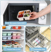 4-Pack 4-Compartment Bento Snack Containers, Reusable Divided Lunch Boxes for Kids Adults, Meal Prep Containers for Travel, Work, Small Food Storage