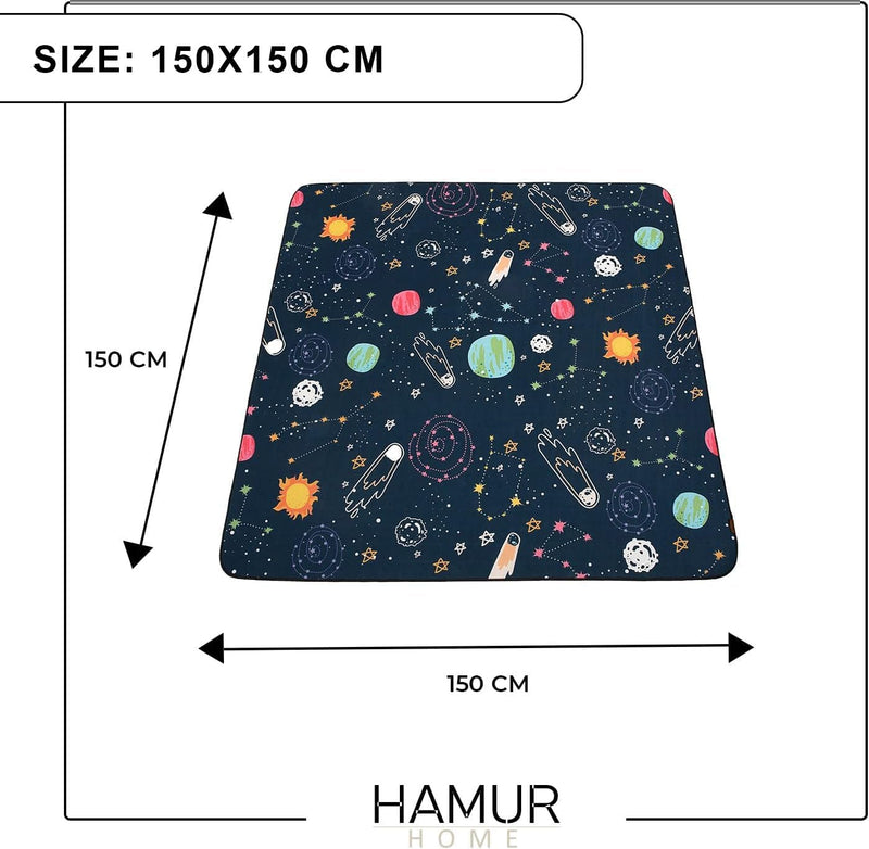 Hamur Home Baby Play Mat Non-slip Play Mat Foldable Crawling Mat Kids Baby Mat 150 X 150 Cm For Kids Room Playroom Washable Machine Washable Kids Carpet (Animals)