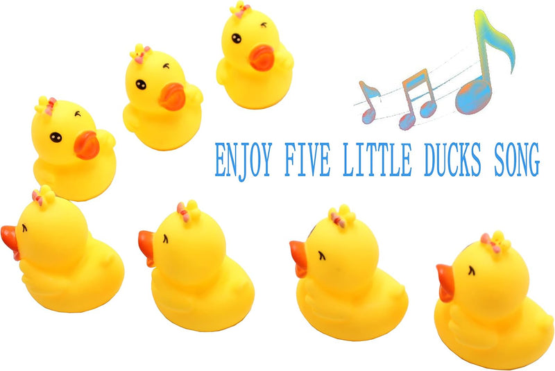 FIVOENDAR Duck Baby Bath Toy, Float & Squeak Mini Rubber Adorable Blink Duck Baby Bath Ducky Sound Shower Toys for Kids, Baby Shower Birthday Party Favors Gift, Set of 50