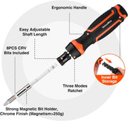 ValueMax Ratcheting Screwdriver, 9-In-1 Multi Screwdriver, Adjustable Length, High-Strength Bits, Phillips, Slotted, Torx, Hex, Nut Driver