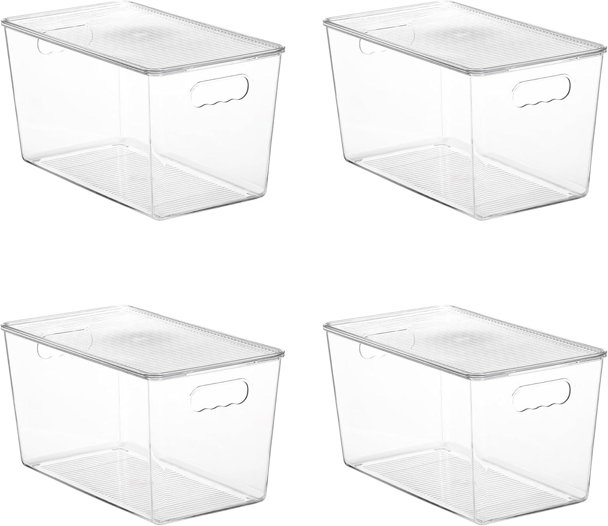6 Pack Clear Stackable Storage Bins with Lids, Organizer Boxes with Handle for Kitchen Organization, Perfect for Pantry, Fridge, Cabinet, Closet, Bathroom, Medium – image 2