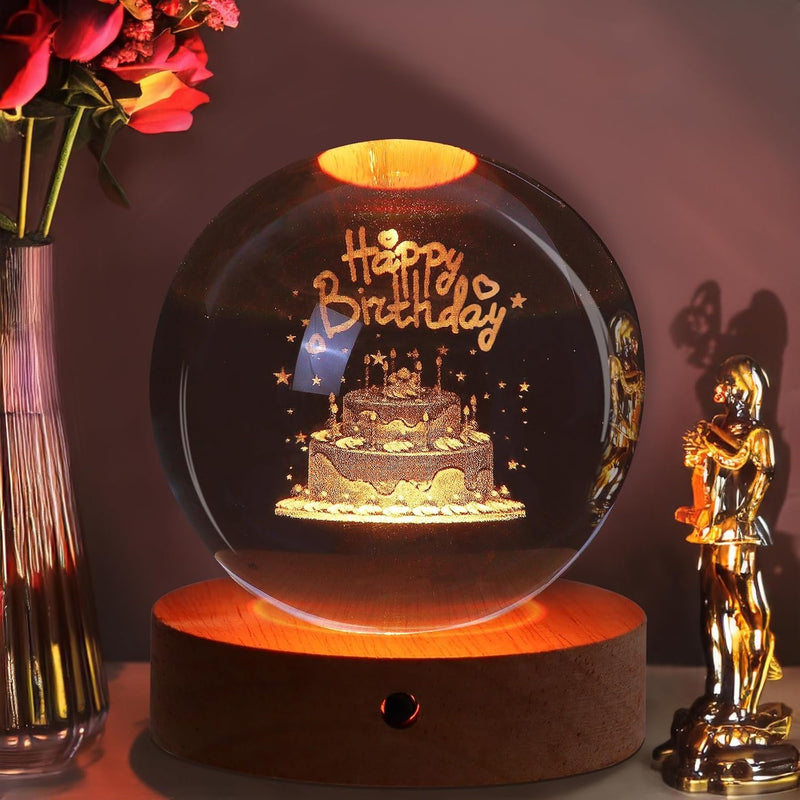 NALACAL Birthday Gifts for Girls and Boys, 3D Crystal Ball Night Light, Birthday Decoration, 16 Colors 4 Modes, Remote Control LED Night Light Unique Birthday Gifts for Men Women