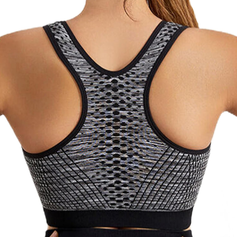 Dress Cici Zip Front Sports Bra With Racerback And Colorful Fabric
