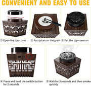 Telawah Mini Incense Burner Bakhoor - Portable Rechargeable USB Aroma Diffuser with Remote Control Light， Electric Arabian Incense Holder Home Decor.