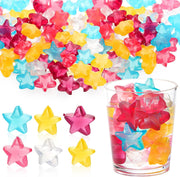 Reusable Ice Cube, 40Pcs Plastic Ice Cubes, Quick-Freeze Easy-to-Clean Refreezable Fake Ice Cubes, Ice Cubes Artificial Ice Cubes Drink Cold Cubes Outdoor Travel Ice Tray (Shape of Stars)