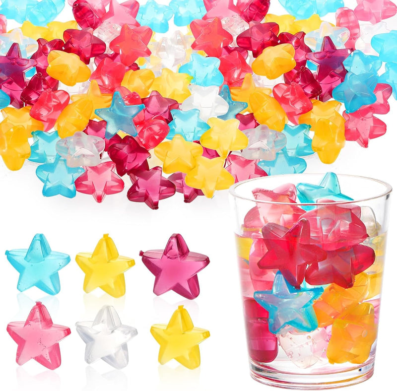 Reusable Ice Cube, 40Pcs Plastic Ice Cubes, Quick-Freeze Easy-to-Clean Refreezable Fake Ice Cubes, Ice Cubes Artificial Ice Cubes Drink Cold Cubes Outdoor Travel Ice Tray (Shape of Stars)