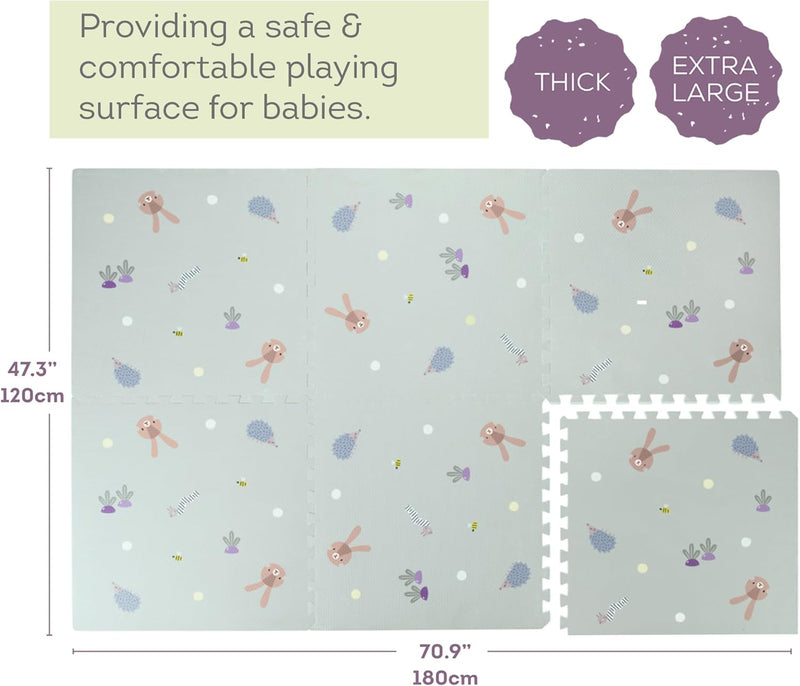 Taf Toys Baby Play Mat - Tummy Time & Crawling Foam Mat with Interlocking Floor Tiles, 72x48 Inches Puzzle - X-Large Play Mat for Infants & Toddlers