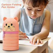 Silicone Pencil Case For Kids, Standing Pencil holder, Cartoon Foldable Pen Case, Retractable Storage Organizer for kids students Home Dorm School Classroom Teens