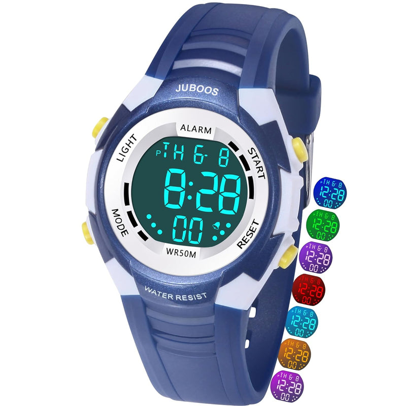 Juboos 7 Colors Kids Boys Girls Analog Quartz Watch with Rubber Watch Waterproof Black