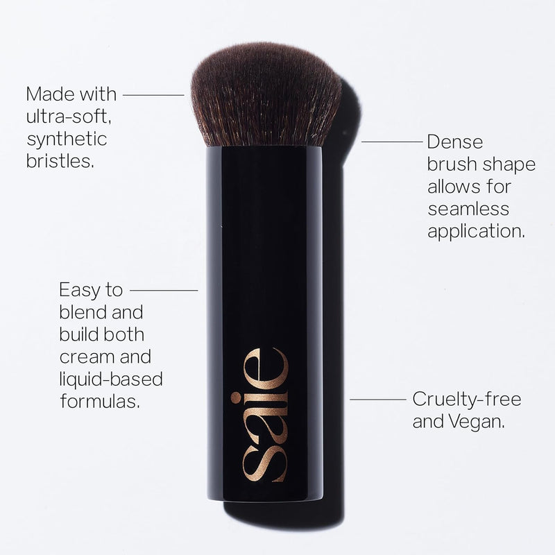Saie The Big Brush - Soft, Multi-Use Liquid + Cream Makeup Brush - Buffing Makeup Applicator With Synthetic Bristles For Easy Blending + Building - Vegan, Cruelty-Free (1 Count)