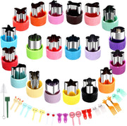 MUYIYAMEI Vegetable Cutter Shape Set, Mini Cookie Cutters,Biscuit Cutter to Decorate Food, Children's Baking and Food Supplement tool Accessories Kitchen Crafts, (20PCS+20Fork)