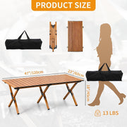 GO2CAMPS Foldable Roll-Up Camping Table with Carry Bag 120 x 120 x 45 cm Durable, Lightweight Portable Aluminum Outdoor Folding Table for Camping, Picnic, Hiking, BBQ, Beach, Trip, Travel