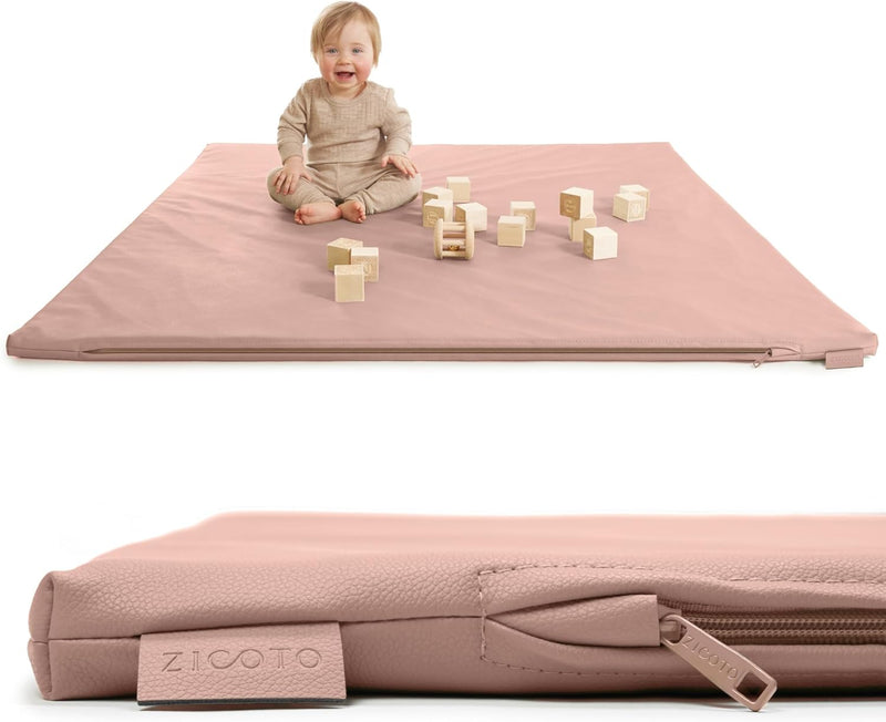 Stylish Padded Baby Play Mat for Your Boy or Girl - Extra Thick & Super Soft Vegan Leather Floor Mat Creates A Safe Play Area for Little Ones - A Beautiful Playmat That Fits Nicely Into Any Playroom