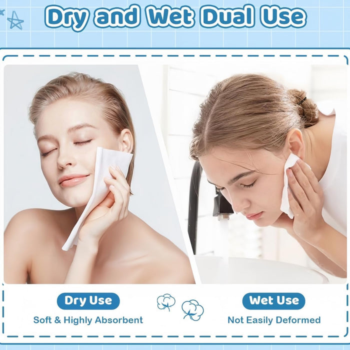 3 Packs Disposable Face Towel ，Lint-Free Biodegradable Clean Towels, Soft Dry Wipe Facial Tissue,for Cleaning Face Makeup Removing Travel