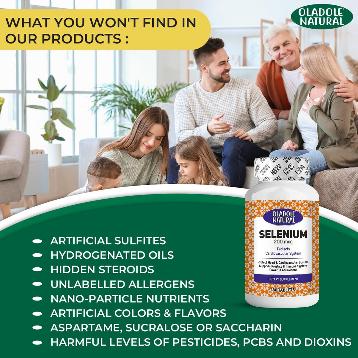 Oladole Natural Selenium- 200mcg (180 Tablets) Antioxidant Powerhouse For Immune System, Thyroid Support, Heart Health, Boost Energy Levels, Metabolism Support Non- GMO, Gluten Free – image 7