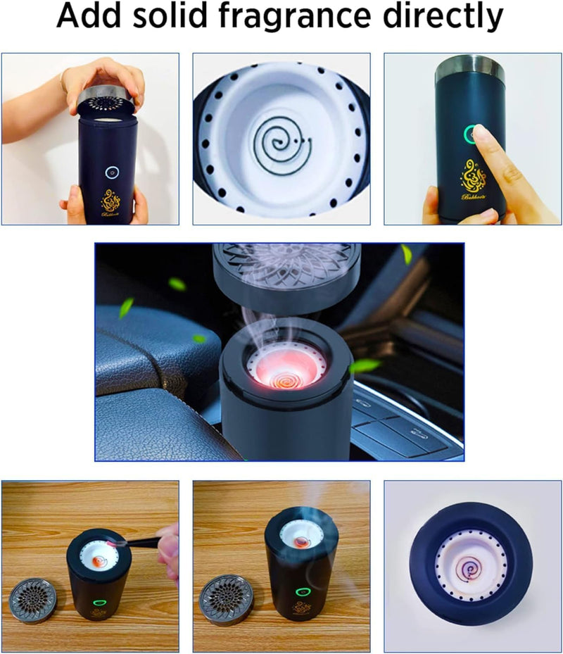 Aroma Diffuser, Portable Mini, Bakhoor Incense Burner, Rechargeable USB, Electric Arabic Holder, Muslim Home Decor, Home Fragrance, Travel Diffuser, Thin version