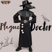 Spooktacular Creations Black Plague Doctor Costume Set, Halloween Costume with Beak Mask, Dr Outfit