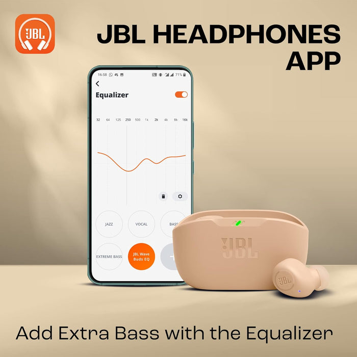 JBL Wave Buds True Wireless Earbuds, Deep Bass, Comfortable Fit, 32H Battery, Smart Ambient Technology, Hands-Free Call, Water and Dust Resistant - Mint, JBLWBUDSMIT