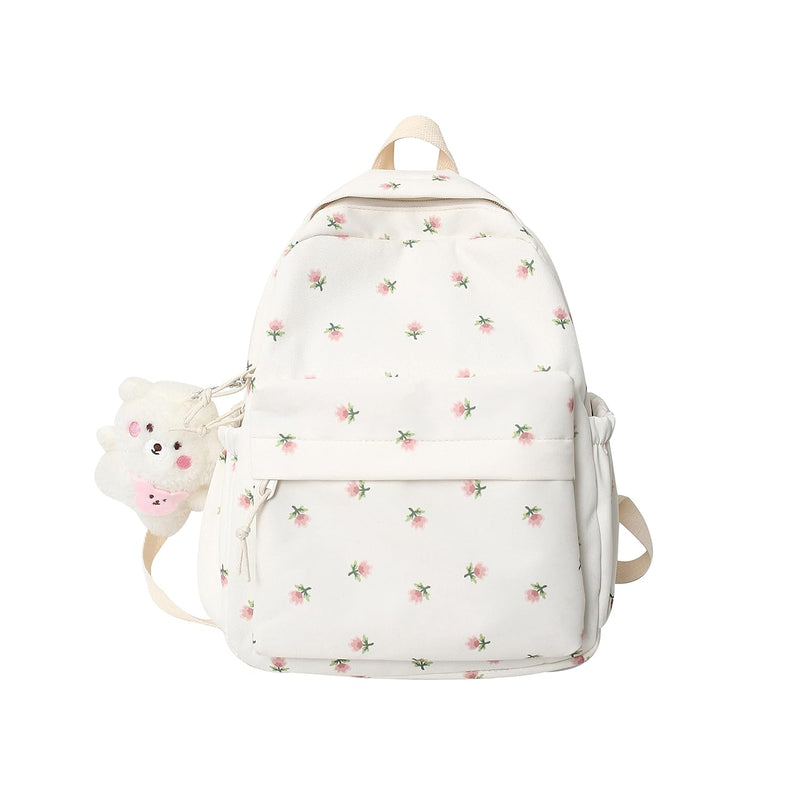 ZFOFLIK Small Flower school bag for Teen Girls Kawaii Floral Backpack for Girls Women Student Aesthetic Cute Mini Bookbag