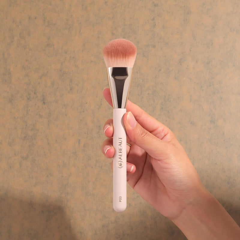ALBEAUT Liquid Blush Brush Angled for Cheek Makeup,Cream Foundation Contour Bronzer highlight Blending, Angled Face Makeup Tool (Multitask Face Brush)