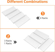 SKY-TOUCH Spice Drawer Rack, 4 Tier- 2 Set (8 Pcs) Expandable From 11" to 22" Clear Acrylic Seasoning Jars Drawers Organizer, Kitchen Drawers, Cabinets Countertops Expandable Storage for Spice Jars