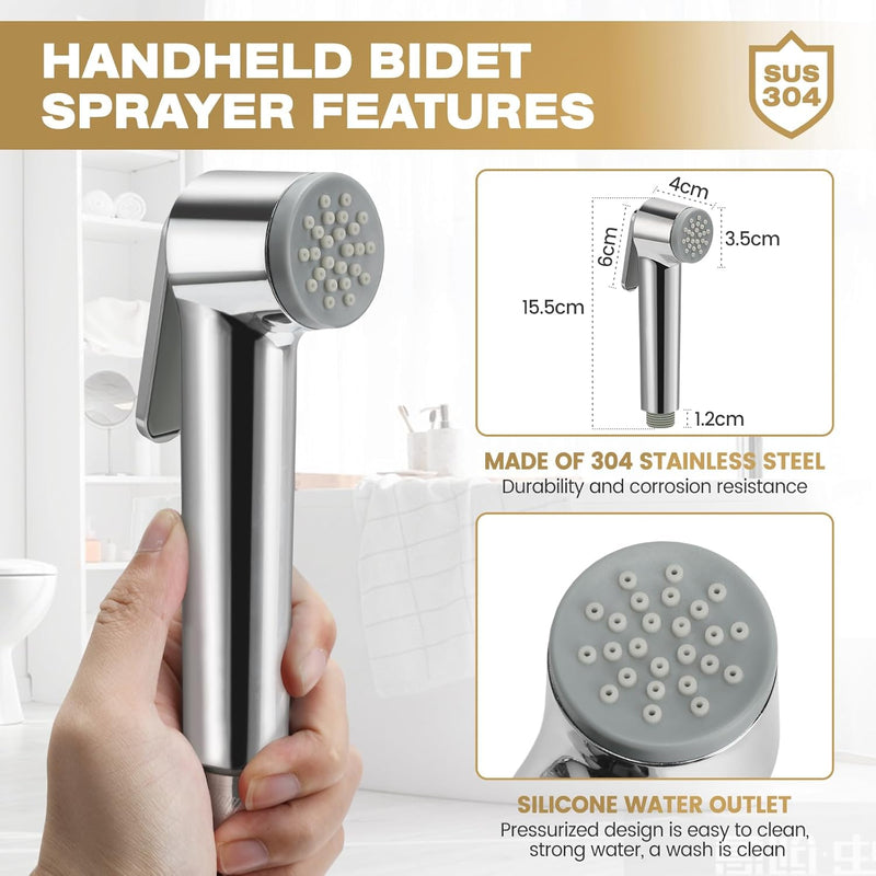 NINEMAX Bidet Sprayer Toilet Cleaning Shattaf Wall Mounted High Pressure Bidet Spray for Personal Hygiene Bathroom Pet Bath Self Cleaning