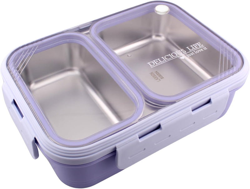 Bento Lunch Boxes, Leak Proof Stainless Steel Lunch Box for Kids, BPA Free Bento for Kids and Adults Tiffin Box for Office and School (Purple, 620 ML, 3 Compartment) - Purple 700 ML, 2 Compartment