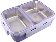 Bento Lunch Boxes, Leak Proof Stainless Steel Lunch Box for Kids, BPA Free Bento for Kids and Adults Tiffin Box for Office and School (Pink, 950 ML, 4 Compartment) - Purple 700 ML, 2 Compartment