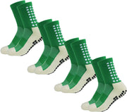 Grip Soccer Socks Anti Slip Non Slip Men's Athletic Socks for Football Basketball Sports, 4 Pair - Green