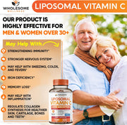 Liposomal Vitamin C Capsules (200 Pills 1500mg Buffered) High Absorption VIT C, Immune System & Collagen Booster, High Dose Fat Soluble Immunity Support Ascorbic Acid Supplement, Natural Vegan