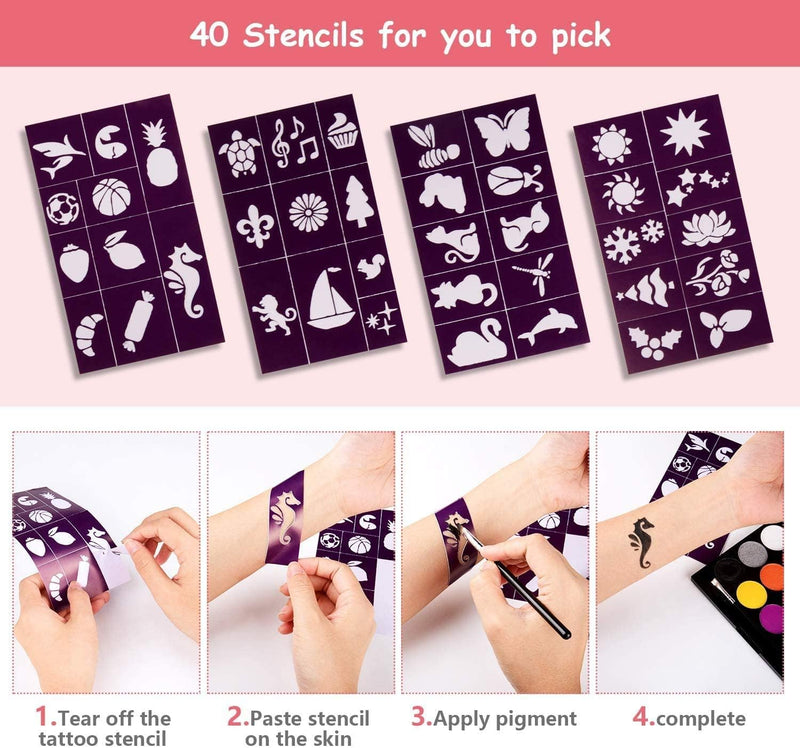 DELFINO Body Painting Face Paint Kit, 15 Color Non-Toxic Professional Palette Washable with Brush for Kids for Art Show Halloween Party Colsplay Makeup Body Festive Face Paint Kids