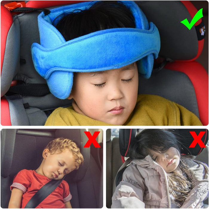 Azonee Child Car Head Support, Sleep Aid Belt, Adjustable Headrest for Child Safety Seat, Adjustable Cotton Car Seat Headrest for Baby Kids Toddler, Head Protector Strap and Neck Support Band (grey)