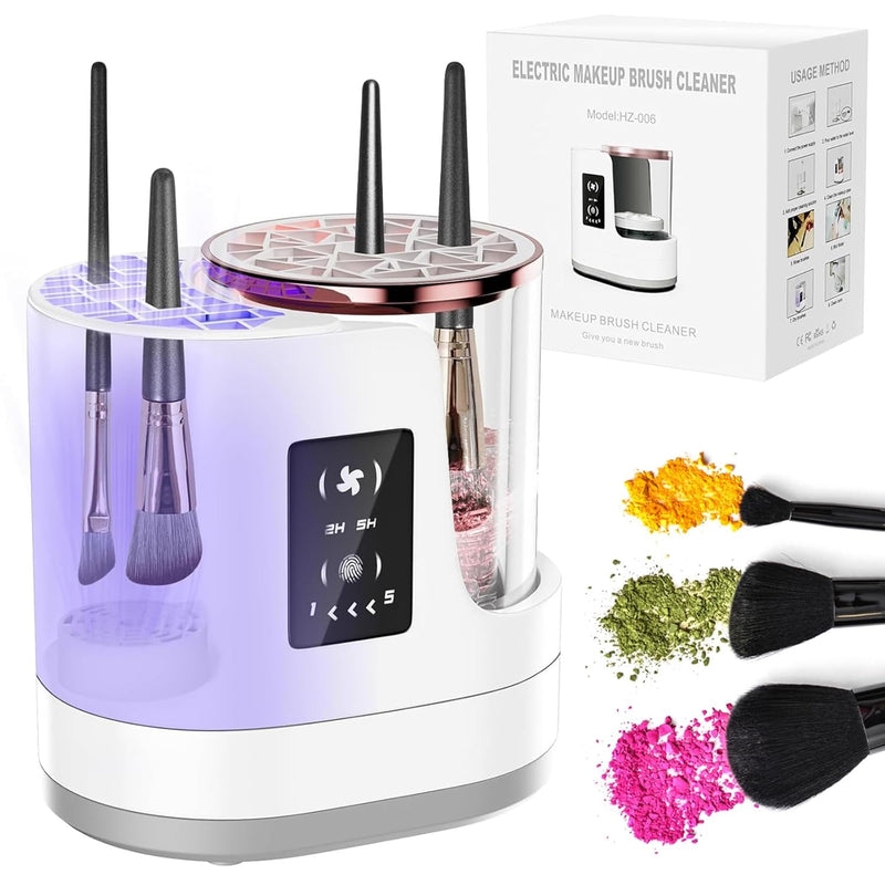 Angju Electric Makeup Brush Cleaner Machine, 3 IN 1 Automatic Make up Brush Cleaner with Makeup Brush Dryer,Portable USB Deep Quick Cleaning Tools for All Size Makeup Brush Set,Blush Brush,Sponges