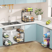 Under Sink Organizer, Height Adjustable Under Sink Organizers and Storage, 2 Tier Pull Out Drawer Cabinet Storage for Kitchen Bathroom, 1 Pack