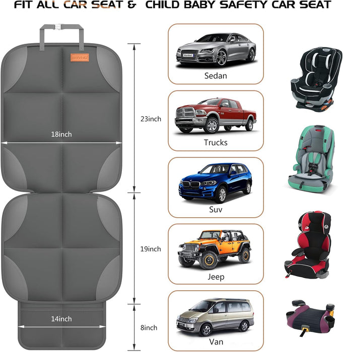 Smart elf Car Seat Protector, 2Pack Seat Protector Protects Child Seats with Thickest Padding and Non-Slip Backing Mesh Pockets for Baby and Pet, Black