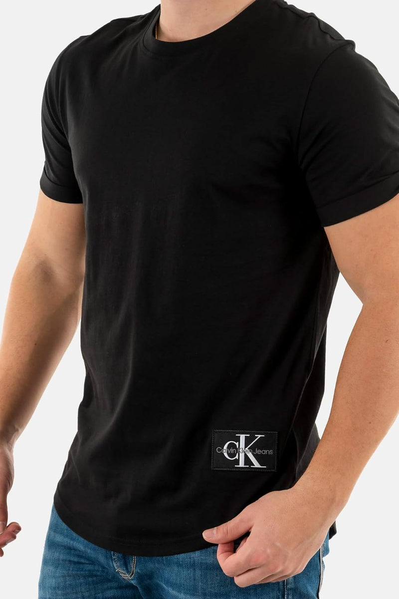 Calvin Klein Jeans Men's Badge Turn Up Sleeve S/S Knit Tops