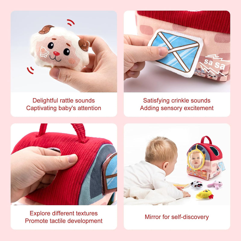 Coolplay Soft Baby Toys 6-12 Months Barn with Stuffed Farm Animals, Montessori Toys for Babies, Sensory Toys for Toddler 1-3