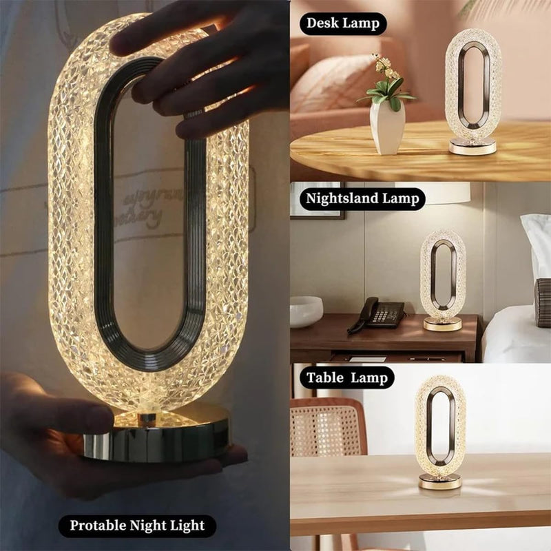 Modern Table Lamp, 3 Color LED Night Light for Bedroom, Rechargeable Minimalist Small Nightlight for Living Room, Bedside, Bar & Dining Room, Festive Mood Ambient Lighting