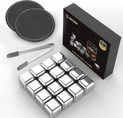 Whiskey Stones 8 Pack,Reusable Ice Cubes, High Cooling TechnologyStainless Steel Ice Cubes, For Whiskey, Vodka, Liqueurs,Beverage Juice or Soda, Pack8 Silver - Silver 16 Pack