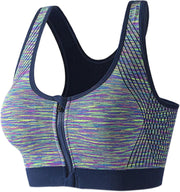 Dress Cici Zip Front Sports Bra With Racerback And Colorful Fabric