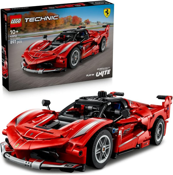 Technic Ferrari FXX K Race Car Toy - Play & Display Model Building Kit with V12 Engine, Differential and Moving Pistons - Motorsports Gift for 10+ Year Old Boys - 42212