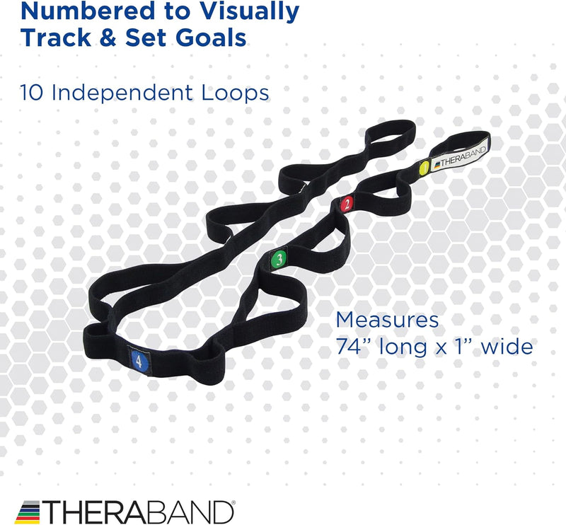 THERABAND Stretch Strap with Loops to Increase Flexibility, Dynamic Stretching Tool for Athletes Including Dancers, Cheerleaders, Gymnasts, Runners, Pilates and Yoga Elastic Stretch Out Band