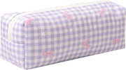 Cute Pencil Case Aesthetic Student Pouch Yellow Bow - Purple Bow