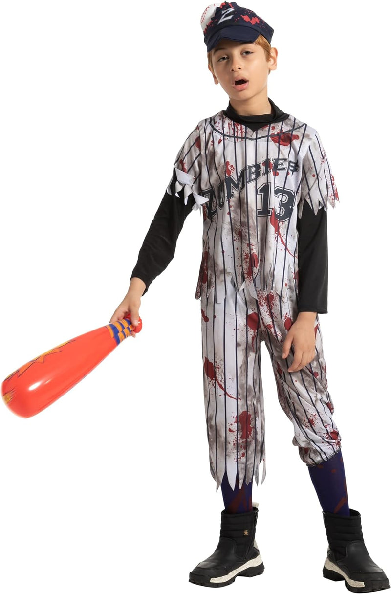 Spooktacular Creations Scary Zombie Baseball Player Costume for Kids, Horror Halloween Costumes for Kids, Halloween Parties