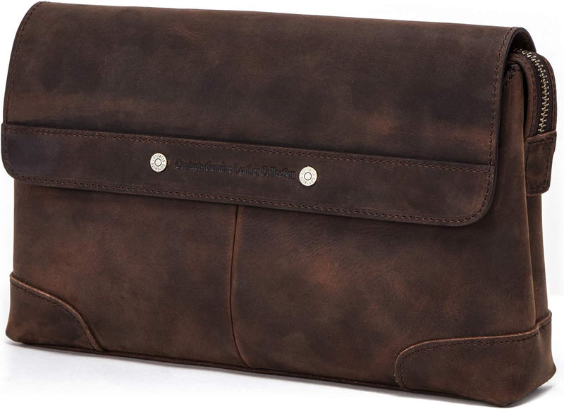 Leather Men Clutch Purse Bag, Mens Business Code Lock Wallet Anti Theft Clutch Phone Holder Handbag Travel - dark coffee